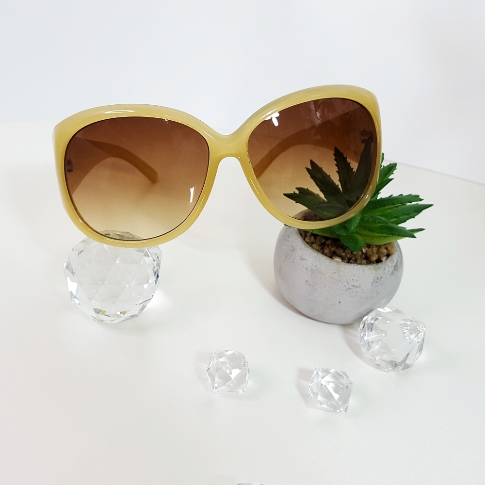 🔻Y2K🔥Joan Rivers Sunglasses💛Oversized|Brown Honey Frame 🌟Jewelled